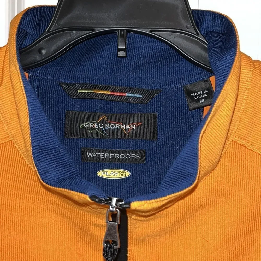 Greg Norman Orange Arrowhead waterproof SS golf jacket M Littleton Colorado CO